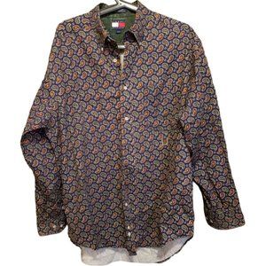 Tommy Hilfiger Paisley Mens Button Down Size M Long Sleeve Collar Colorful Boho